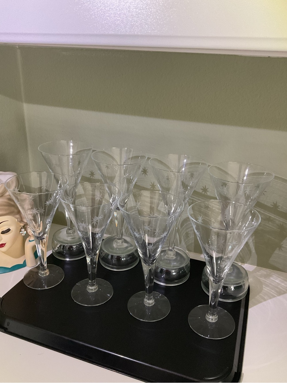 50’  ‘Star Dust’ C G Quartzex Set of 8 Oversized Dessert, Shrimp, Cocktails EXC